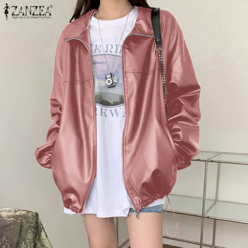 Куртка ZANZEA женская из экокожи, модный однотонный кардиган в стиле оверсайз, повседневная короткая верхняя одежда на молнии, осень 2022
Куртка ZANZEA женская из экокожи, модный однотонный кардиган в стиле оверсайз, повседневная короткая верхняя одежда на молнии, осень 2022