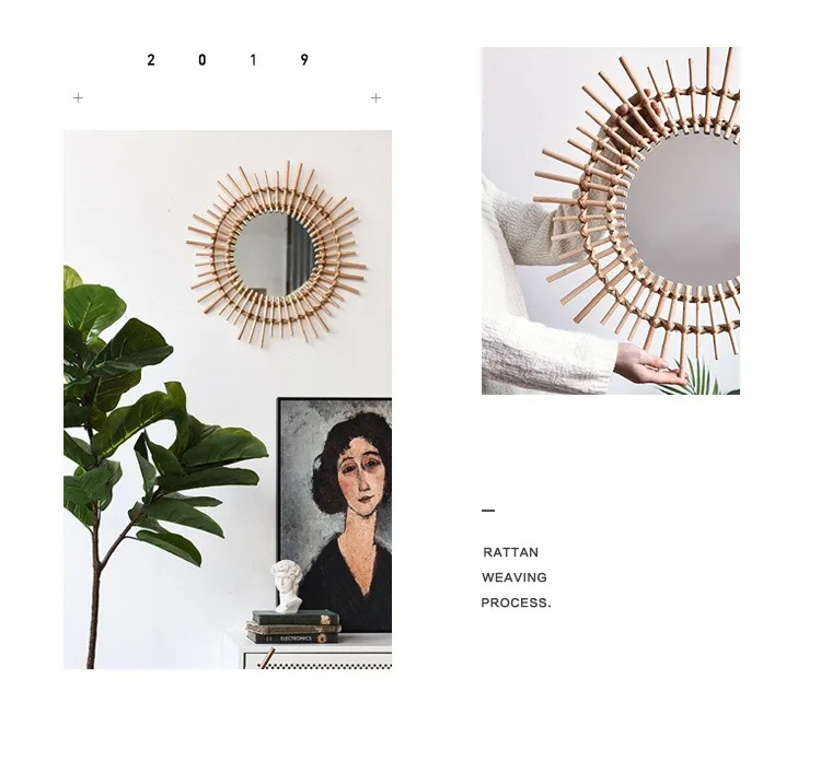 Home Rattan Mirror Creative Sun Shape Art Mirror Living Room Wall Hanging Decorative Makeup Mirrors Room Rattan Wall Decor
Home Rattan Mirror Creative Sun Shape Art Mirror Living Room Wall Hanging Decorative Makeup Mirrors Room Rattan Wall Decor