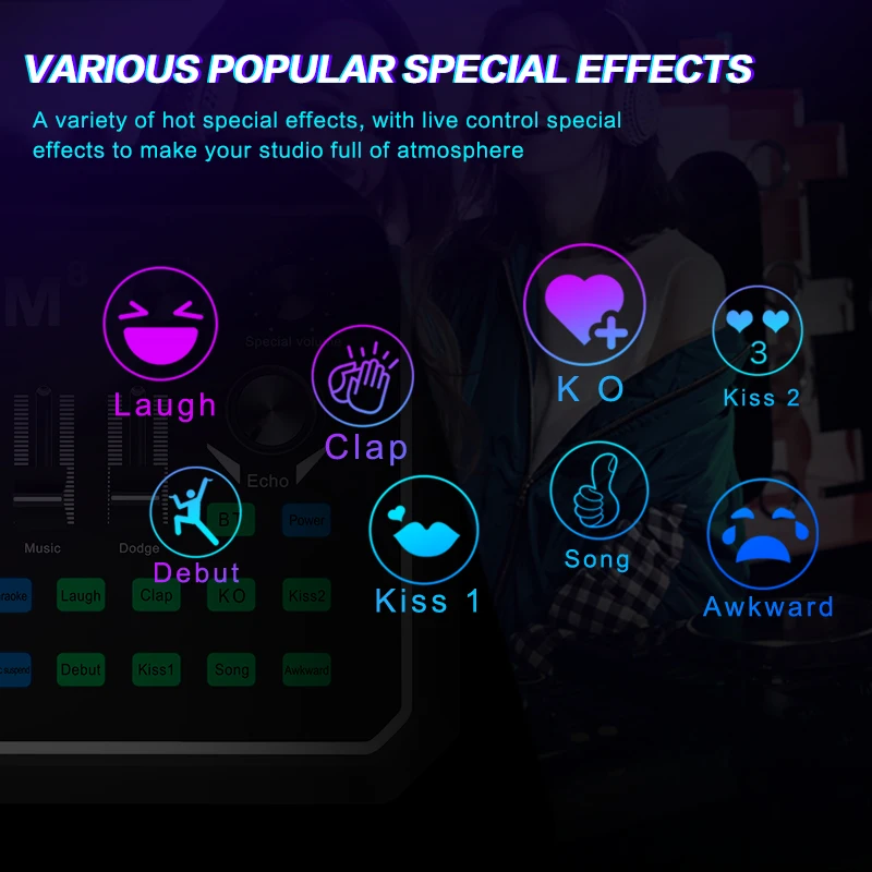 M8 Sound Card Digital Sound Card Live Mixer Microphone Mixer Is Suitable for Live Singing Equipment K Song Recording
M8 Sound Card Digital Sound Card Live Mixer Microphone Mixer Is Suitable for Live Singing Equipment K Song Recording