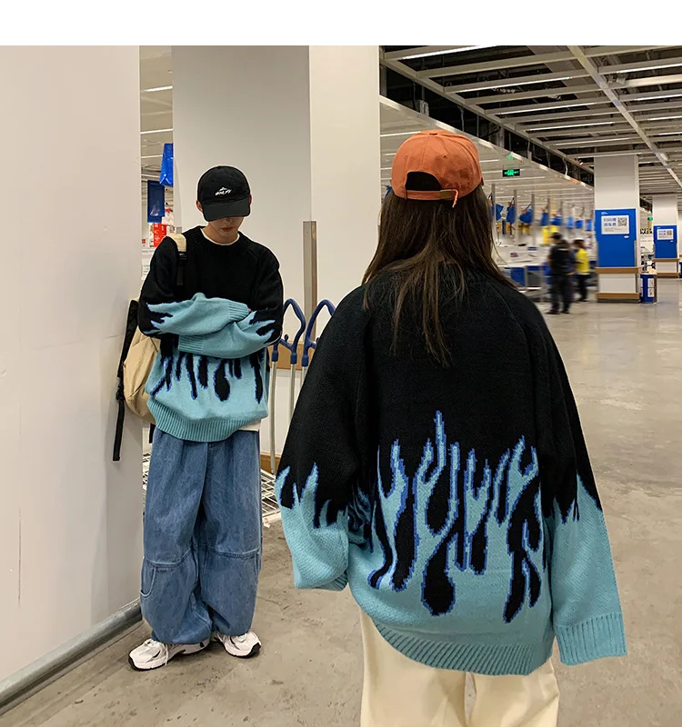 2021 New Autumn Flame Pattern Sweater Men's Round Neck Long Sleeve Loose Oversize Pullover Hip Hop Street Couple Fashion Sweater
2021 New Autumn Flame Pattern Sweater Men's Round Neck Long Sleeve Loose Oversize Pullover Hip Hop Street Couple Fashion Sweater