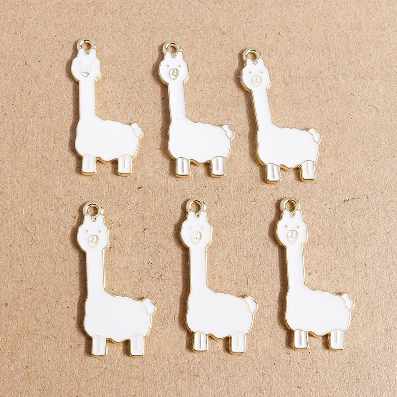 

10pcs 15*32mm Animal Charms Cartoon Enamel Alpaca Charms Pendants for DIY Making Necklaces Earrings Keychain Jewelry Findings