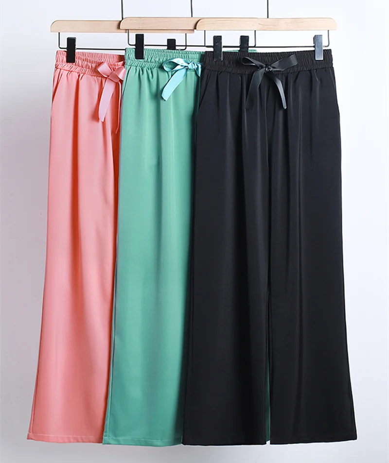 Seoulish New 2021 Summer Ice Silk Women's Pants Casual Loose Wide Leg Pant High Waist Elegant Long Trousers Pantalon Femme
Seoulish New 2021 Summer Ice Silk Women's Pants Casual Loose Wide Leg Pant High Waist Elegant Long Trousers Pantalon Femme