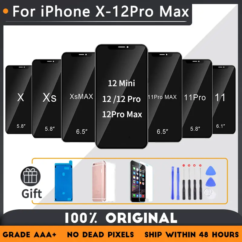 OEM OLED Display For iPhone X XS XR Max 11 12 Pro Max 12 Mini LCD Touch Screen Replacement Original color No Dead Pixel oled
OEM OLED Display For iPhone X XS XR Max 11 12 Pro Max 12 Mini LCD Touch Screen Replacement Original color No Dead Pixel oled