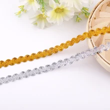 2Yards 0.9cm Golden Silver Wavy Lace Trim Ribbon Clothing Silk Headwear Home Textile Accessories Handmade Lace