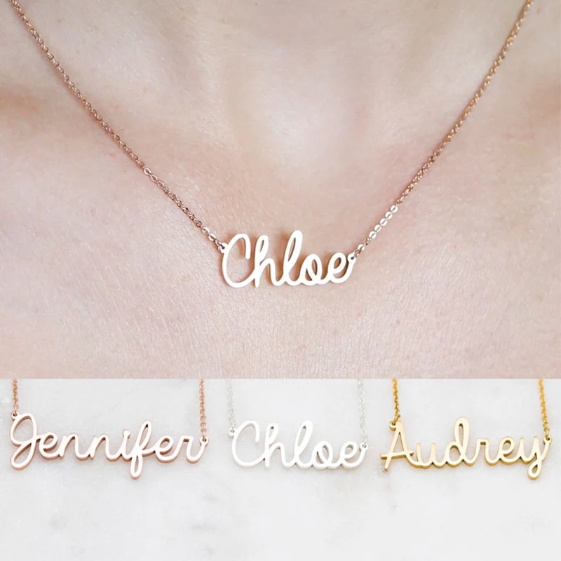 

Изысканные индивидуальные ожерелье с именем изящные, нержавеющая сталь ожерелья юбилей подарок на свадьбу мужские ювелирные изделия Etsy