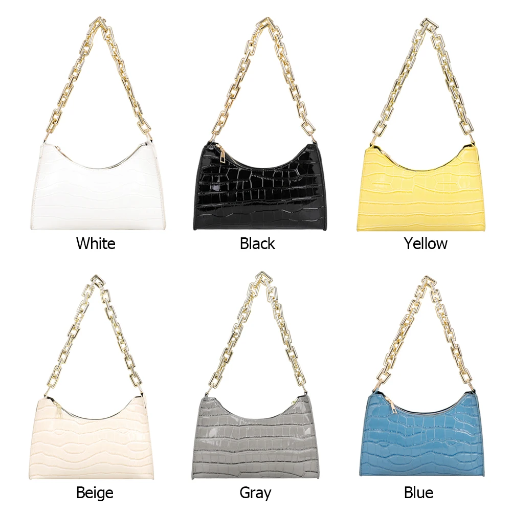 Fashion Women Alligator Pattern Shoulder Bag PU Leather Pure Color Thick Chain Underarm Bag Casual Ladies Hobos Handbags 2021
Fashion Women Alligator Pattern Shoulder Bag PU Leather Pure Color Thick Chain Underarm Bag Casual Ladies Hobos Handbags 2021