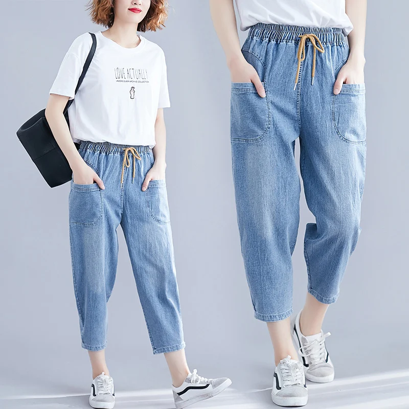 Летние новые джинсовые укороченные брюки большого размера для пышных девушек эластичный пояс на шнуровке свободного кроя универсальные то...
Летние новые джинсовые укороченные брюки большого размера для пышных девушек эластичный пояс на шнуровке свободного кроя универсальные то...