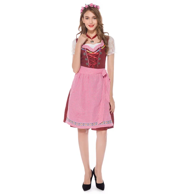 Ladies German Beer Maid Dirndl Bavarian Oktoberfest Dress with Apron Costumes Party Halloween Fancy Dress Plus Size
Ladies German Beer Maid Dirndl Bavarian Oktoberfest Dress with Apron Costumes Party Halloween Fancy Dress Plus Size
