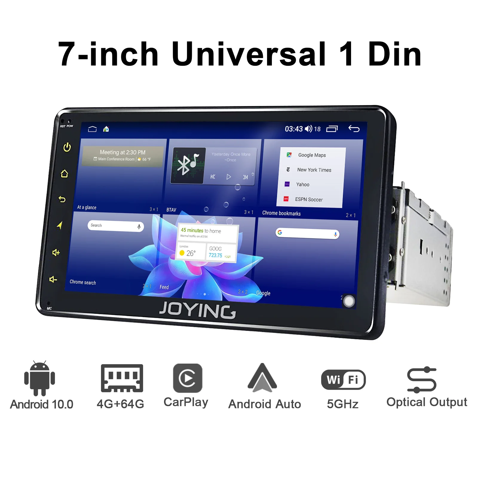 Универсальный автомобильный радиоприемник JOYING 1DIN Android 10 0 7 дюймов стерео