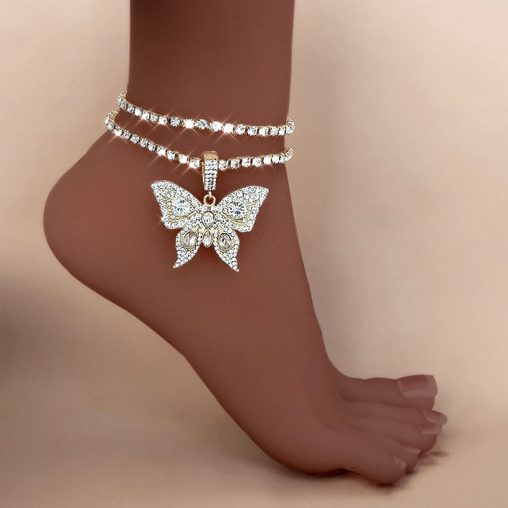 New Exquisite Crystal Butterfly Pendant Anklets for Women Double layer Rhinestone Tennis Chain Anklet Bracelet Barefoot Jewelry
New Exquisite Crystal Butterfly Pendant Anklets for Women Double layer Rhinestone Tennis Chain Anklet Bracelet Barefoot Jewelry