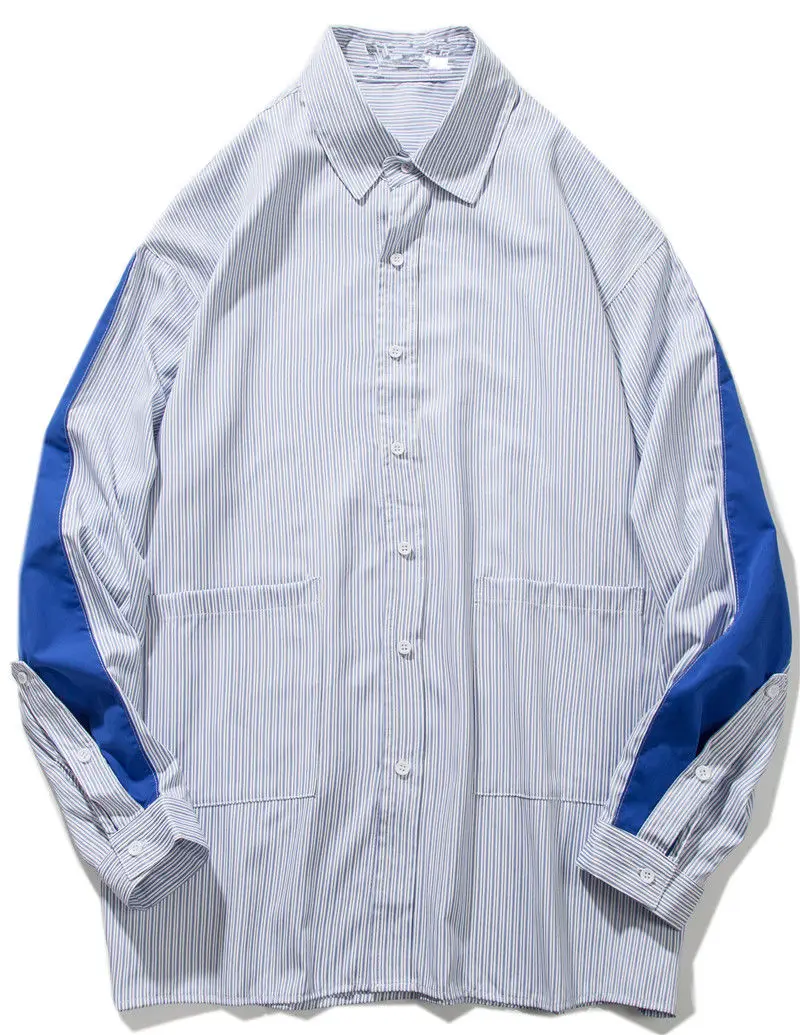 2020 Summer New Youth Popular Stripe Color Matching Loose Couple Long-sleeved Shirt Fashion Casual Single-breasted Top
2020 Summer New Youth Popular Stripe Color Matching Loose Couple Long-sleeved Shirt Fashion Casual Single-breasted Top