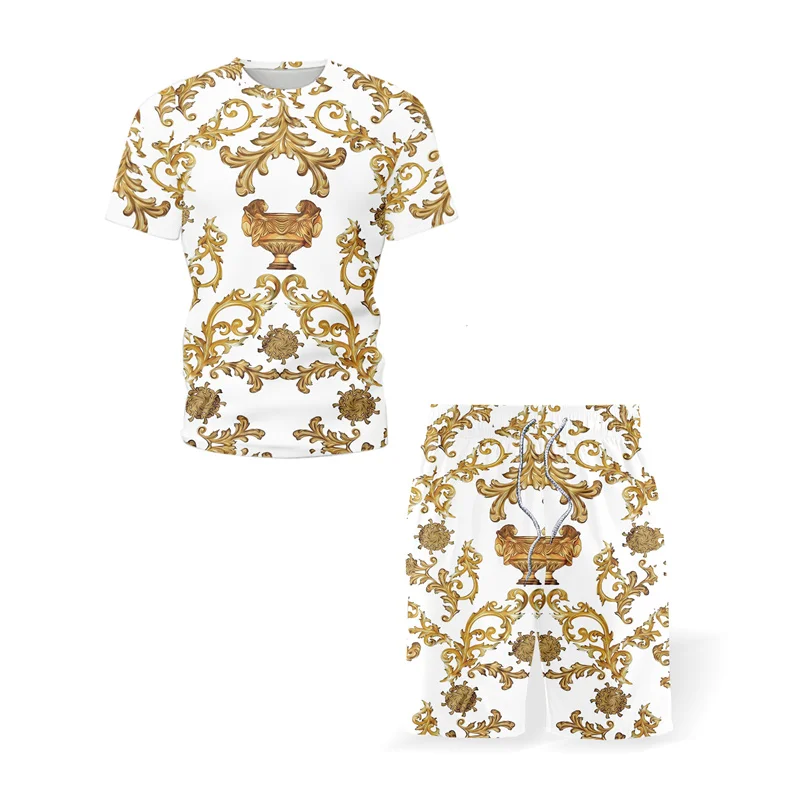Classic Retro Style Two Piece Set Clothing Summer Short Sleeve Auspicious Pattern T-shirt+shorts Casual All-match Mens Sets
Classic Retro Style Two Piece Set Clothing Summer Short Sleeve Auspicious Pattern T-shirt+shorts Casual All-match Mens Sets