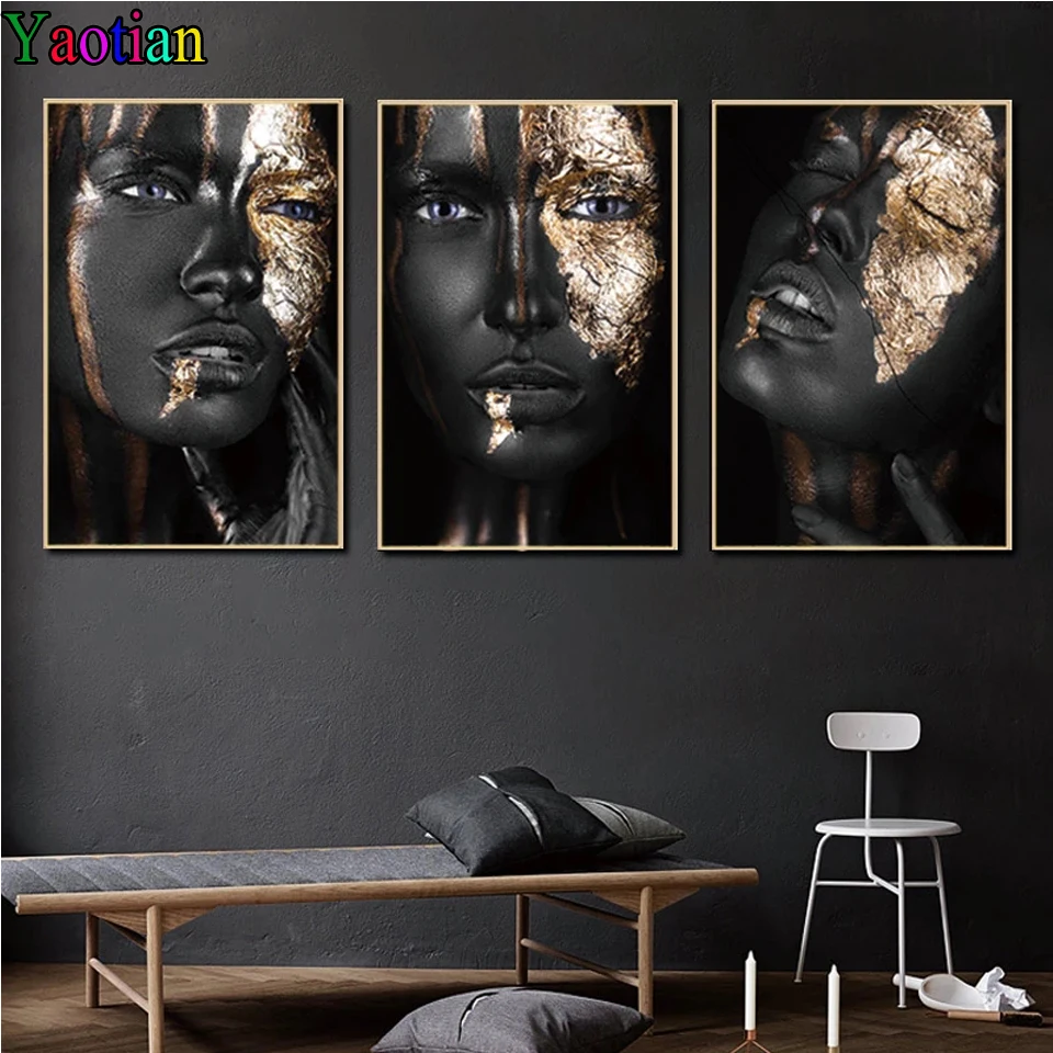 3 Piece 5d diy diamond painting African Black And Gold Woman 3d picture mosaic full square round diamond embroidery Handicraft
3 Piece 5d diy diamond painting African Black And Gold Woman 3d picture mosaic full square round diamond embroidery Handicraft