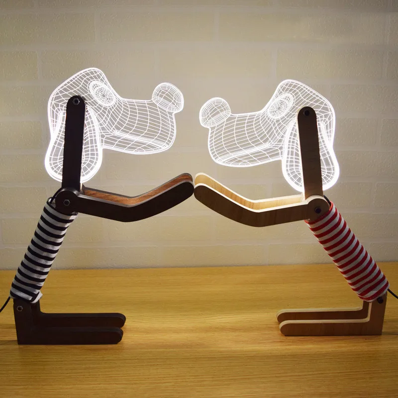 3D складной деревянный ночник для щенка светодиодный деревянная лампа в виде