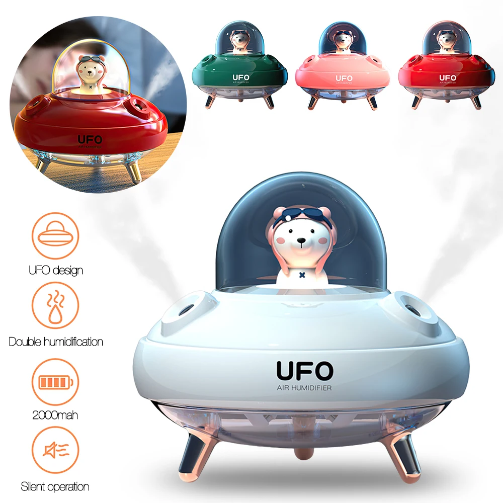Portable Air Humidifier Dual Nozzle Wireless Air Freshener UFO Desktop Air Humidifier Silent Skin Moisturizer with Night Light
Portable Air Humidifier Dual Nozzle Wireless Air Freshener UFO Desktop Air Humidifier Silent Skin Moisturizer with Night Light