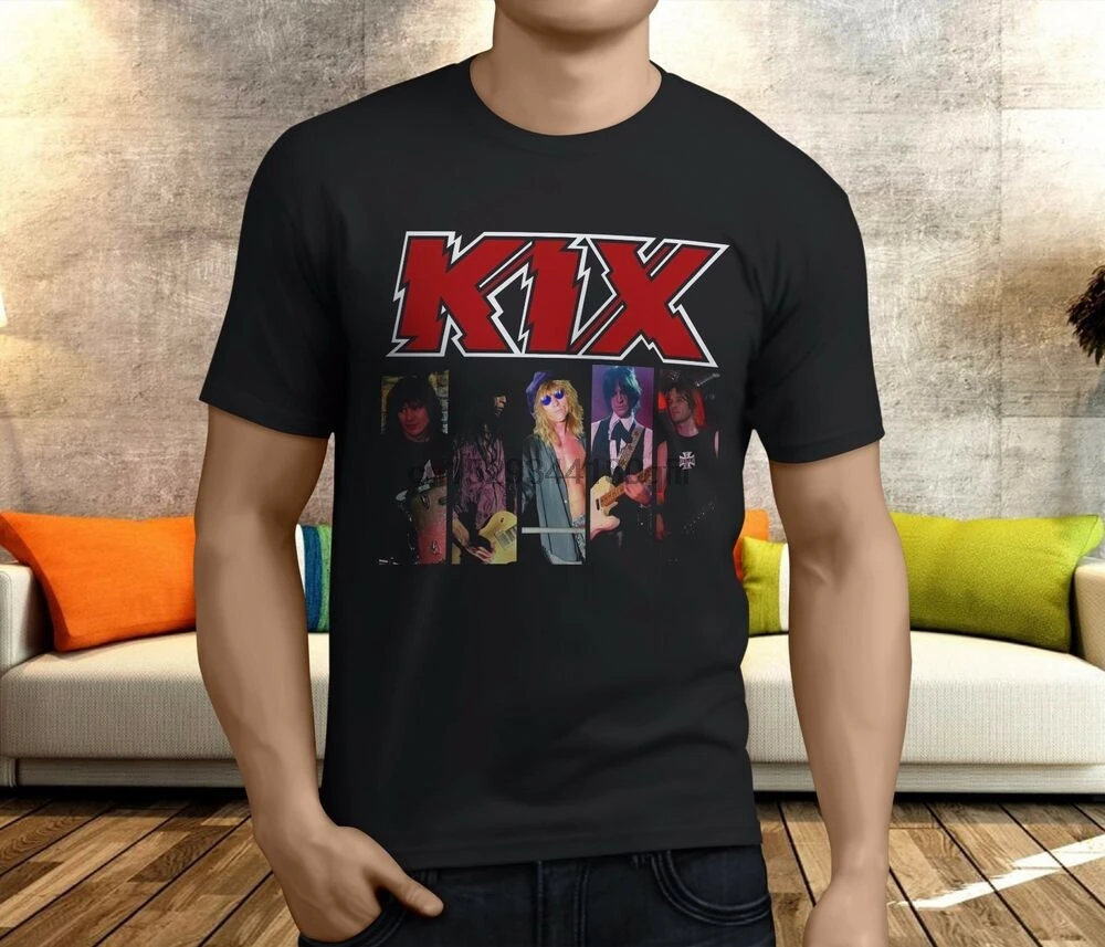 Новая крутая Мужская черная футболка KIX Band |