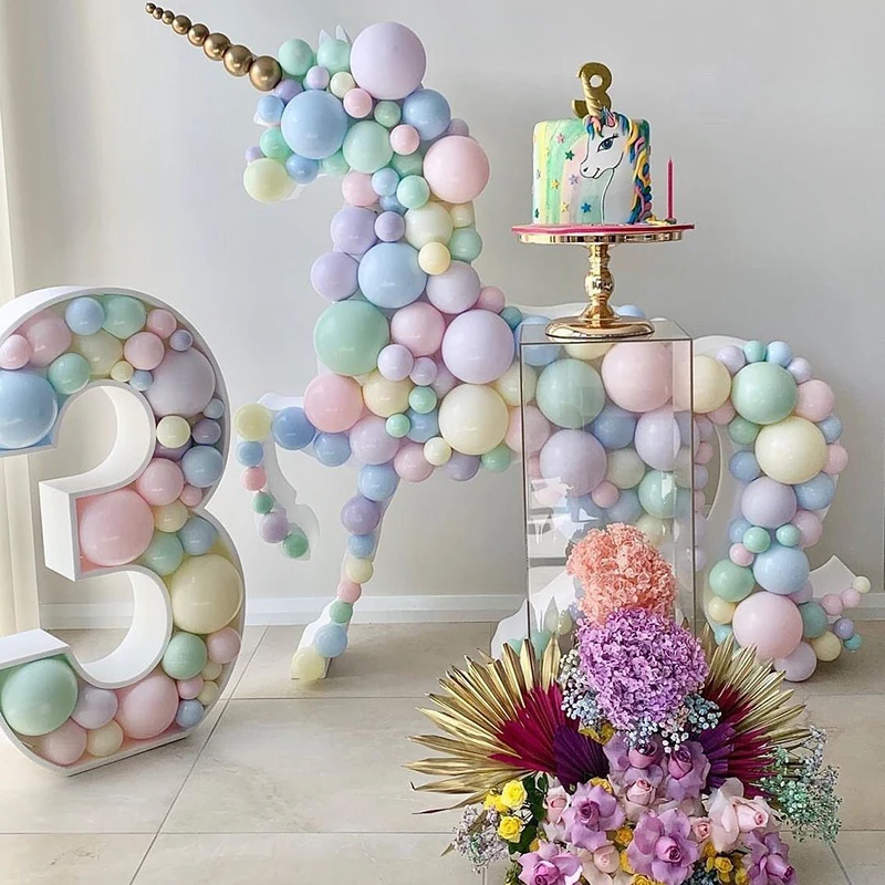 

YAYAZI 162pcs/set 5/10/12Inch Macaron Pastel Balloon Unicorn Theme Birthday Party Decoration Garden Arch Kit Baby Shower Wedding