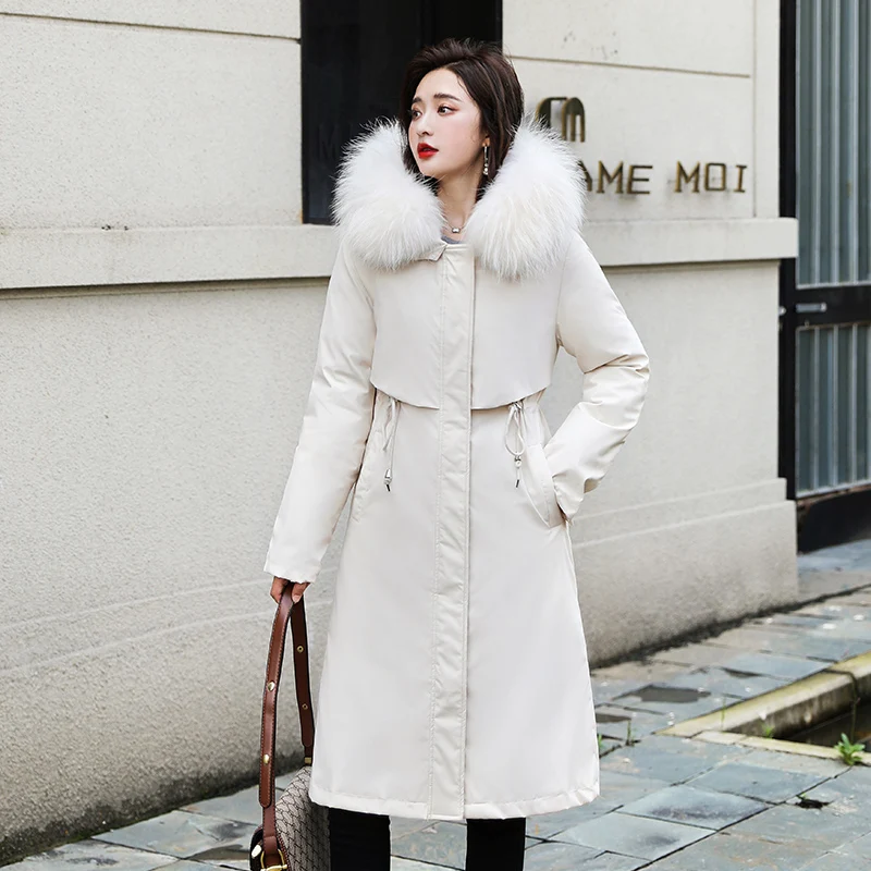 Cotton Liner Lond Hooded Parka With Fur Collar Winter Jacket Women Casual Adjustable Waist Slim Parka Coat Three Ways To Wear
Cotton Liner Lond Hooded Parka With Fur Collar Winter Jacket Women Casual Adjustable Waist Slim Parka Coat Three Ways To Wear