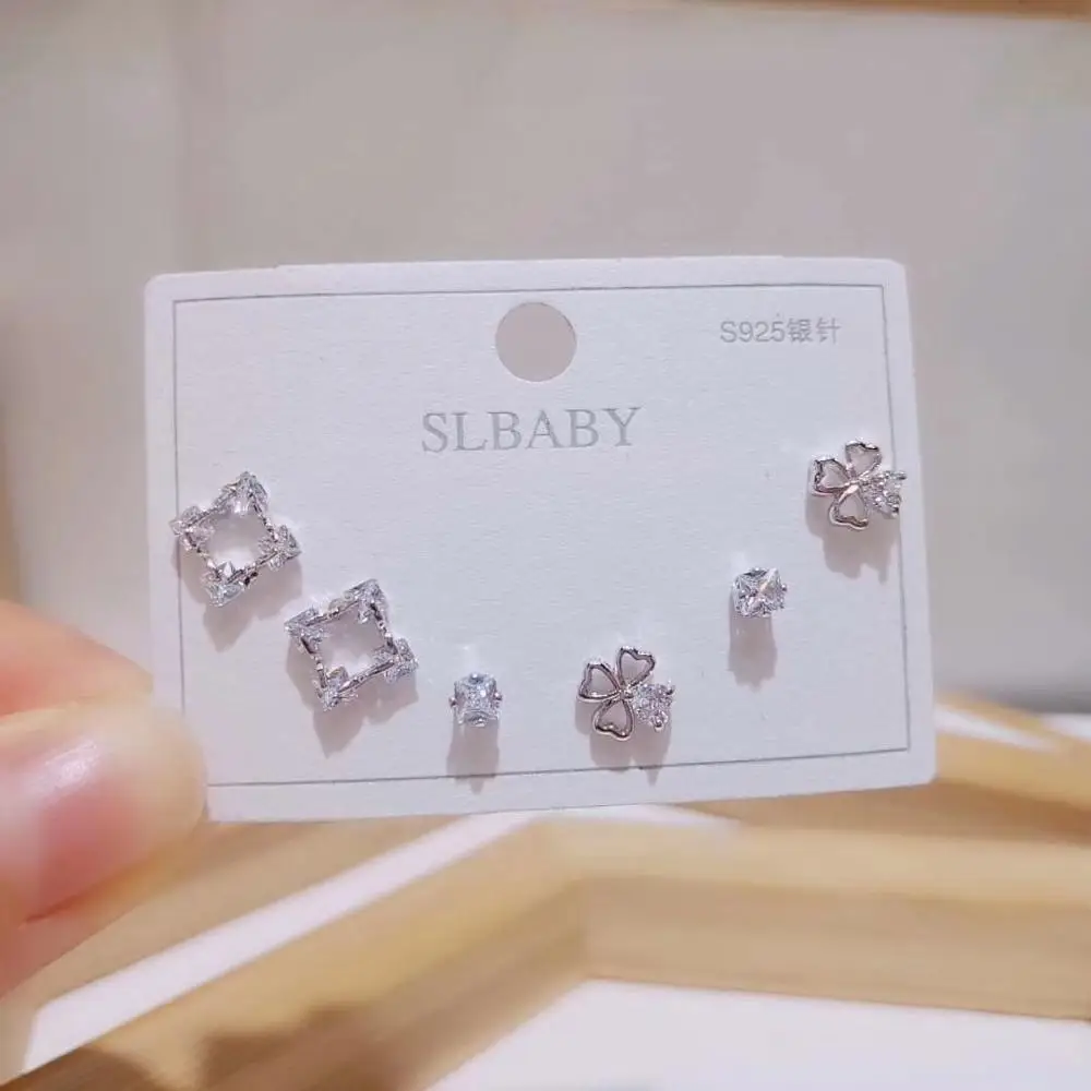 Fashion Shiny Zircon Heart Star Stud Earrings Set Simple Temperament 925 Sterling Silver Small Women's Earrings Set Jewelry
Fashion Shiny Zircon Heart Star Stud Earrings Set Simple Temperament 925 Sterling Silver Small Women's Earrings Set Jewelry