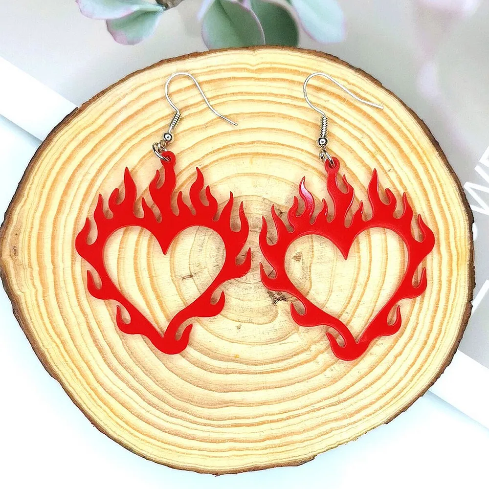 Cool Punk Burning Red Heart Acrylic Earrings for Women Hollow Out Flame Heart Dangle Earrings Fashion Female Jewelry Party Gifts
Cool Punk Burning Red Heart Acrylic Earrings for Women Hollow Out Flame Heart Dangle Earrings Fashion Female Jewelry Party Gifts