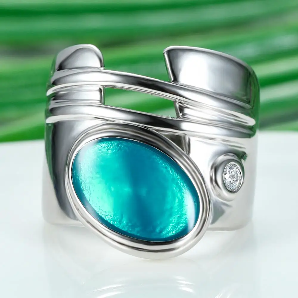 Blaike креативные геометрические белые Золотые заполненные кольца для женщин синий