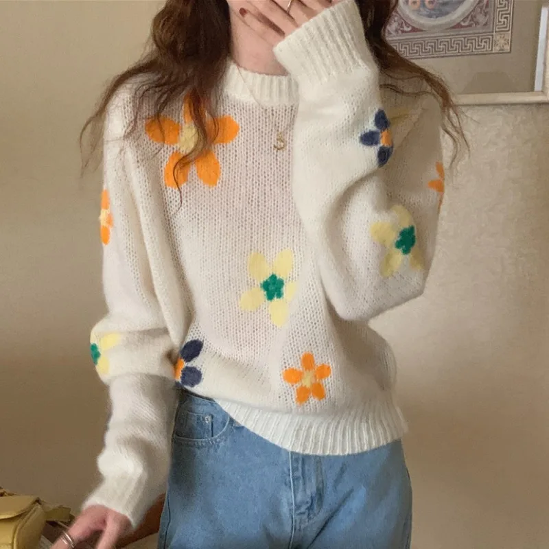 Свитер женский с цветочным принтом, милый Повседневный Свободный пуловер в стиле Харадзюку, вязаный Топ, уличная одежда, осень-зима
Свитер женский с цветочным принтом, милый Повседневный Свободный пуловер в стиле Харадзюку, вязаный Топ, уличная одежда, осень-зима