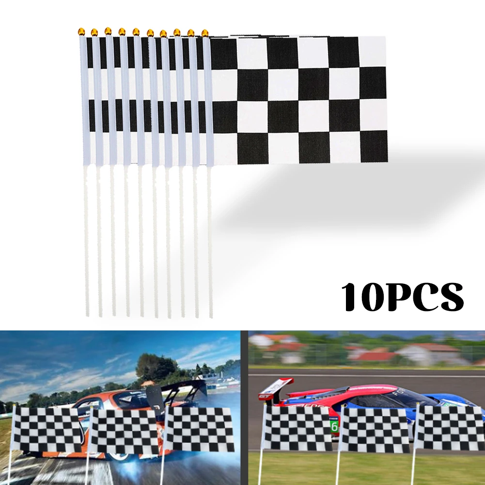 10pcs Racing Checkered Flag Black and White Pennant Banner with Plastic Sticks Decorations for Car Racing Sports Event Party
10pcs Racing Checkered Flag Black and White Pennant Banner with Plastic Sticks Decorations for Car Racing Sports Event Party
