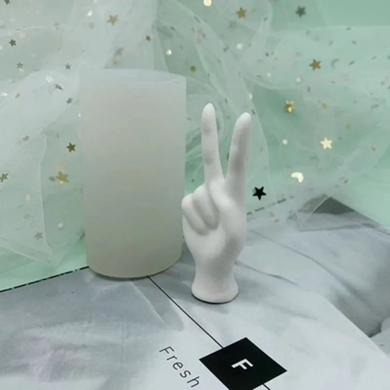 

V Hand Silicone Candle Mould Sculpture Room Decoration Gift Peace Sign Gesture Victory Candle Aromatherapy Making Mold