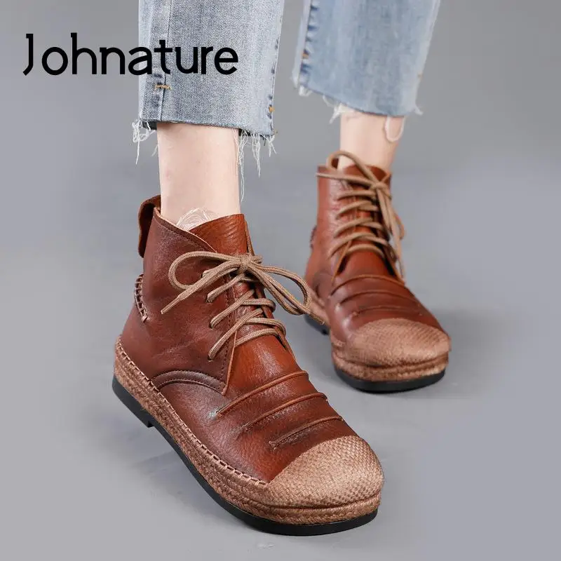 Johnature Genuine Leather Shoes Women Boots Height Increasing Lace-up Round Toe Retro 2021 New Winter Handmade Platform Boots
Johnature Genuine Leather Shoes Women Boots Height Increasing Lace-up Round Toe Retro 2021 New Winter Handmade Platform Boots
