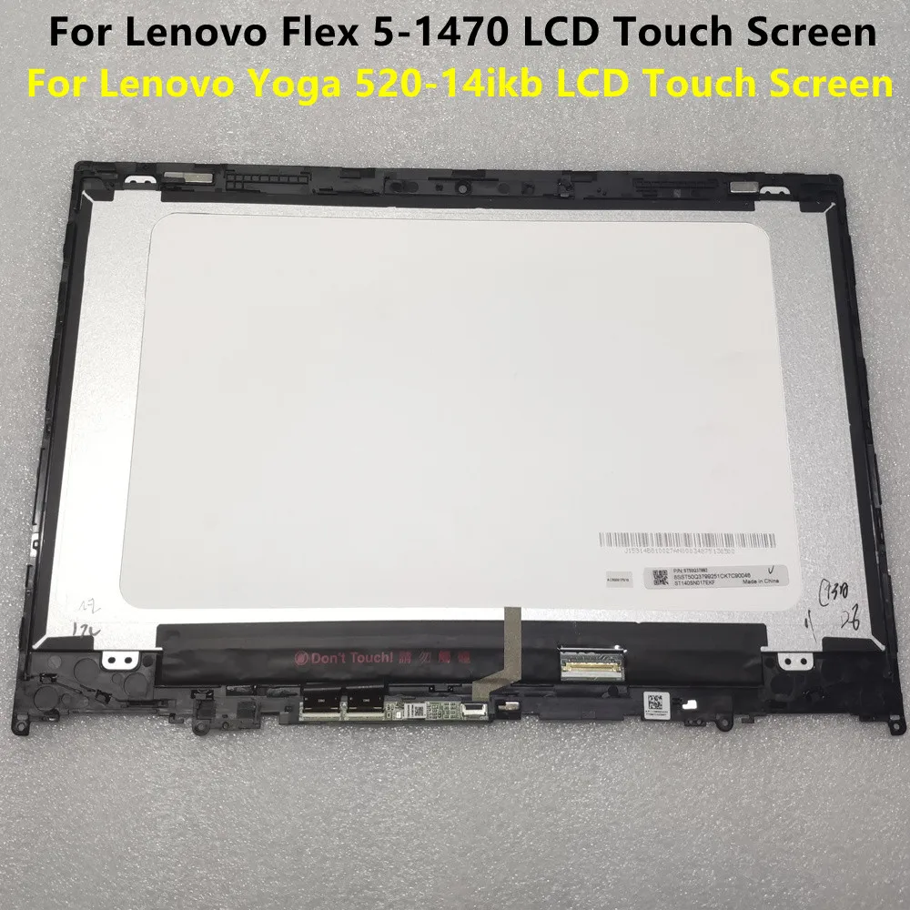 

Laptop LCD Display Touch Screen FHD 30 Pin 5D10N45602 Flex 5-1470 Yoga 520 14IKB Screen For Lenovo Yoga 520 Screen