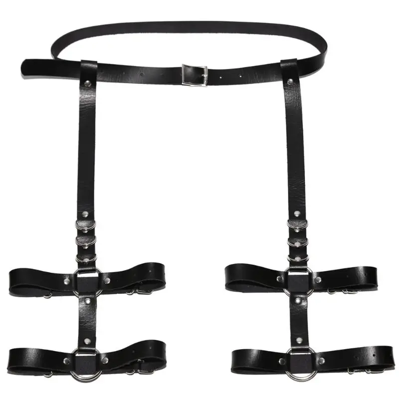 Womens Faux Leather Garters Belt Punk Rock Body Harness Adjustable Waist Caged Thigh Leg Ring Lingerie Suspender With Metal Ring
Womens Faux Leather Garters Belt Punk Rock Body Harness Adjustable Waist Caged Thigh Leg Ring Lingerie Suspender With Metal Ring