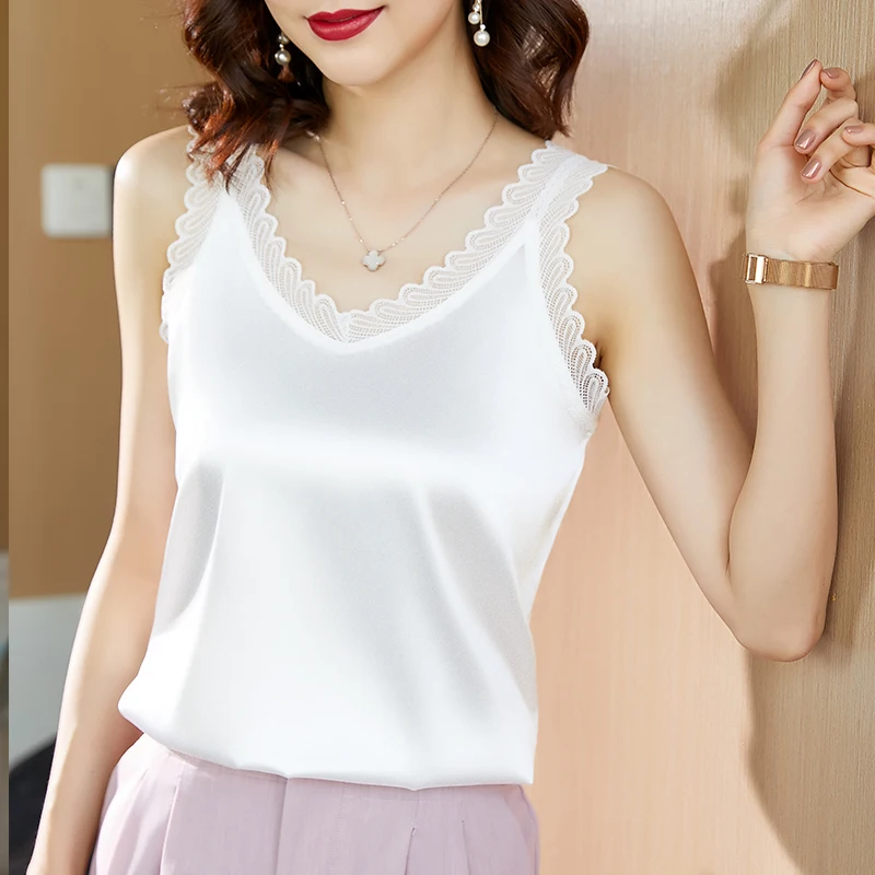 Ice Silk Camisole Women V Neck Tops Vest Sexy White Satin Mulberry Elegant Fashion Luxury Crop Feminine Crop Camisa Chemise 4XL
Ice Silk Camisole Women V Neck Tops Vest Sexy White Satin Mulberry Elegant Fashion Luxury Crop Feminine Crop Camisa Chemise 4XL