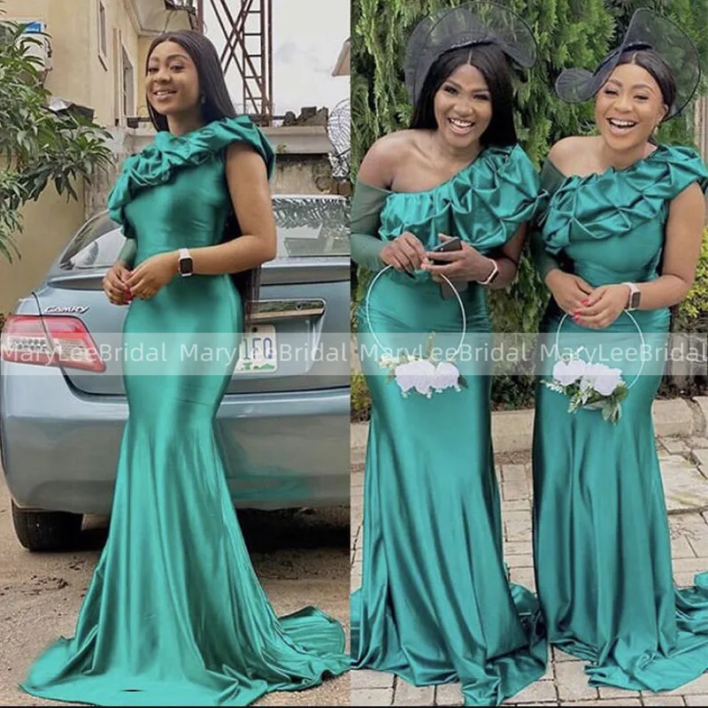 One Shoulder Teal Bridesmaid Dresses With Ruched Tulle Long Sleeves Mermaid 2021 Wedding Guest Party Dress For Women Vestidos
One Shoulder Teal Bridesmaid Dresses With Ruched Tulle Long Sleeves Mermaid 2021 Wedding Guest Party Dress For Women Vestidos
