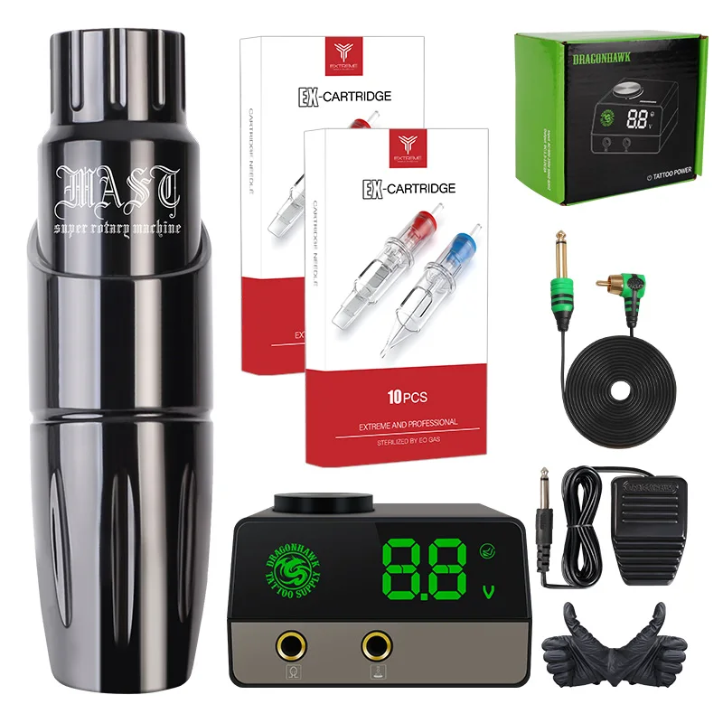 Dragonhawk Mast Professional Tattoo Kit Pen Machine Tattoo Rotary Pen Mast Tour Permanent Makeup LCD Power Supply Cartridge Set
Dragonhawk Mast Professional Tattoo Kit Pen Machine Tattoo Rotary Pen Mast Tour Permanent Makeup LCD Power Supply Cartridge Set