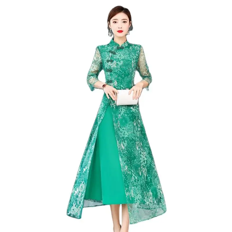Dress Chinese-style WOMEN'S Cheongsam Improved Version 2021 New Spring And Autumn Lace Summer Long Half
Dress Chinese-style WOMEN'S Cheongsam Improved Version 2021 New Spring And Autumn Lace Summer Long Half