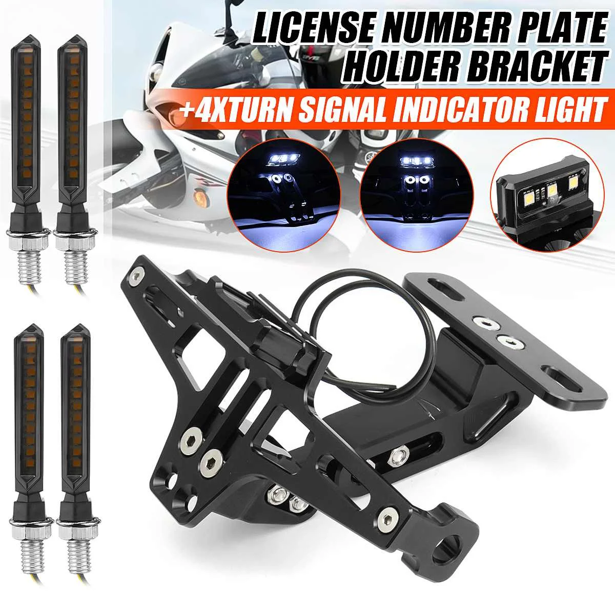 Motorcycle Rear License Plate Mount Holder Flowing Turn Signal Light Universal For Honda/Kawasaki/Yamaha/Suzuki
Motorcycle Rear License Plate Mount Holder Flowing Turn Signal Light Universal For Honda/Kawasaki/Yamaha/Suzuki