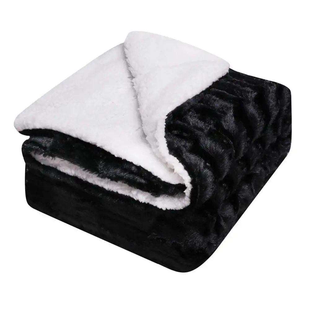 

Толстое Двухслойное одеяло из овечьей шерсти, плюшевое флисовое утолщенное одеяло из искусственного меха, s-образная сторона, матовое, мягк...