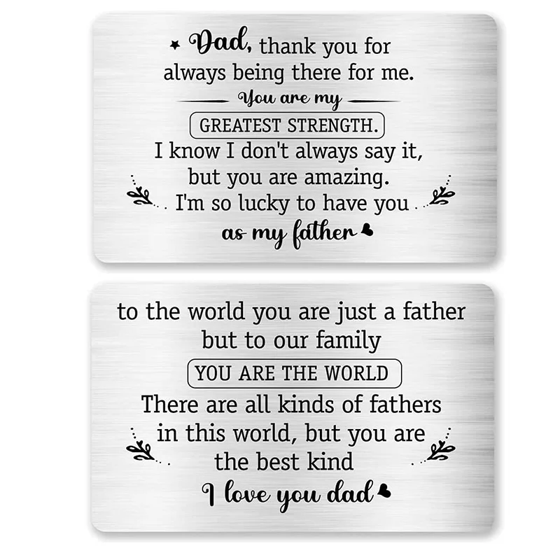 To Dad Gifts from Son Daughter,Dad Note Engraved Metal Wallet Inserts Card,Father's Day Gifts Birthday Christmas Gift DIY Custom
To Dad Gifts from Son Daughter,Dad Note Engraved Metal Wallet Inserts Card,Father's Day Gifts Birthday Christmas Gift DIY Custom