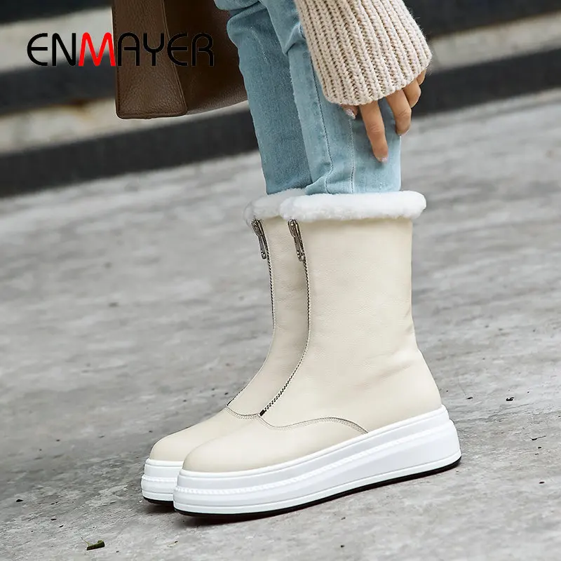 ENMAYER 2019 Genuine Leather Warm Snow Boots Round Toe Zip Fashion Ankel Boots Square Heel Plush Winter Boots Women Size 34-40
ENMAYER 2019 Genuine Leather Warm Snow Boots Round Toe Zip Fashion Ankel Boots Square Heel Plush Winter Boots Women Size 34-40