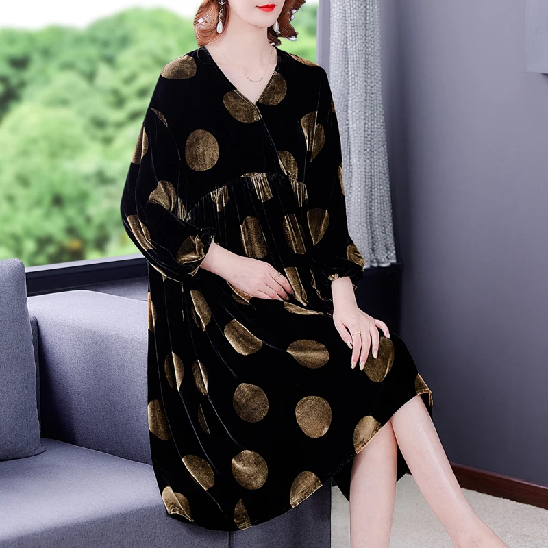 2021 New Women Black Velvet Dot Loose Midi Dress Elegant Slim Party Runway Dress Sping Autumn Korean Vintage Casual Vestidos
2021 New Women Black Velvet Dot Loose Midi Dress Elegant Slim Party Runway Dress Sping Autumn Korean Vintage Casual Vestidos