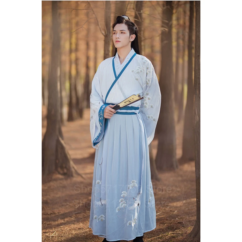 Chinese Folk Dance Costume for Women Men Traditional Street Couple Hanfu Dress Embroidery Kimono Skirt Fairy Set Vintage Vestido |
