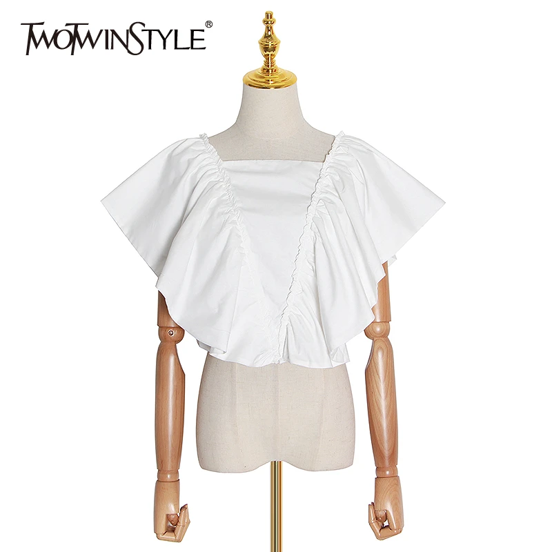 Женская рубашка с рюшами TWOTWINSTYLE, Повседневная рубашка с квадратным воротником, коротким рукавом и бабочкой
Женская рубашка с рюшами TWOTWINSTYLE, Повседневная рубашка с квадратным воротником, коротким рукавом и бабочкой