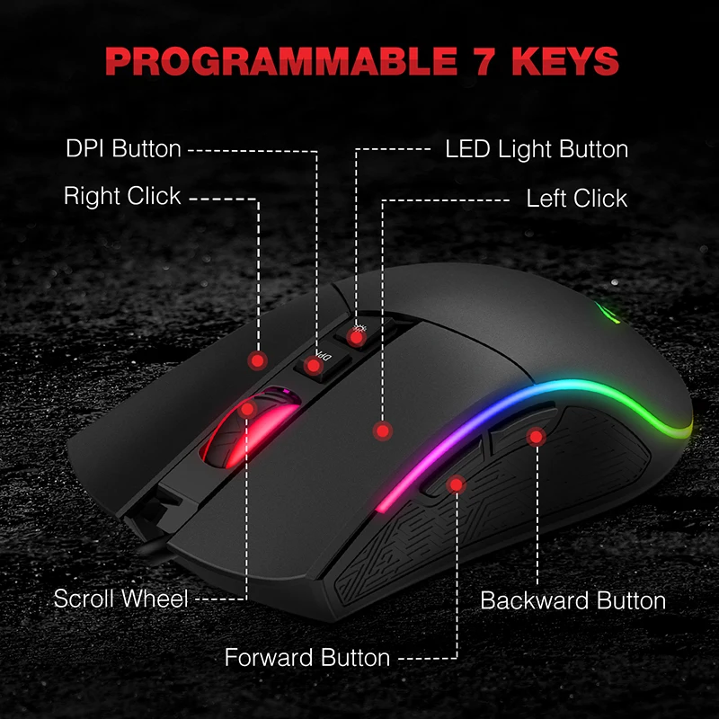 

HAVIT Mechanical Keyboard Mouse Set 104 Keys Blue Switch Gaming Mouse RGB Light Wired USB For Russian US UK GER/DE Version