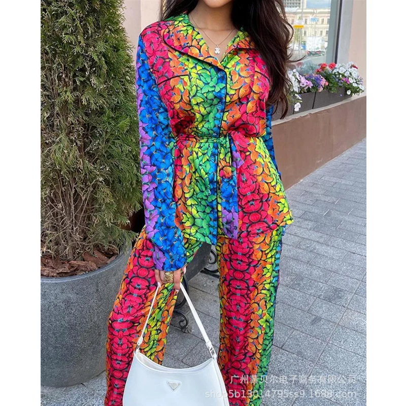 WEPBEL Women's Autumn Butterfly Outfits Pajamas Set Sleepwear Homewear Ladies Turn Down Collar Shirt + Pants Two Piece Set
WEPBEL Women's Autumn Butterfly Outfits Pajamas Set Sleepwear Homewear Ladies Turn Down Collar Shirt + Pants Two Piece Set