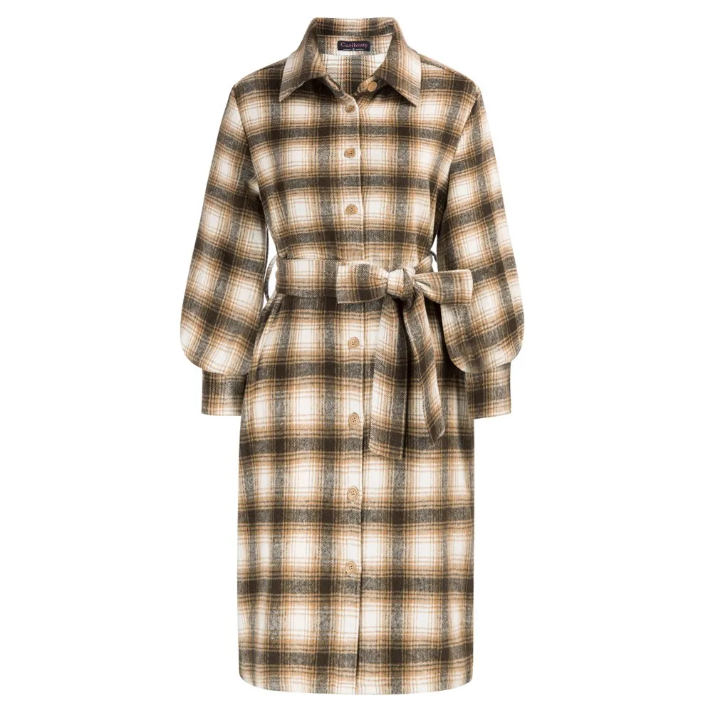 Curlbiuty Women Plaided Coat With Belt Long Lantern Sleeves Lapel Collar Coat With Belt-fitted Loops Matched Belt Is Removable
Curlbiuty Women Plaided Coat With Belt Long Lantern Sleeves Lapel Collar Coat With Belt-fitted Loops Matched Belt Is Removable