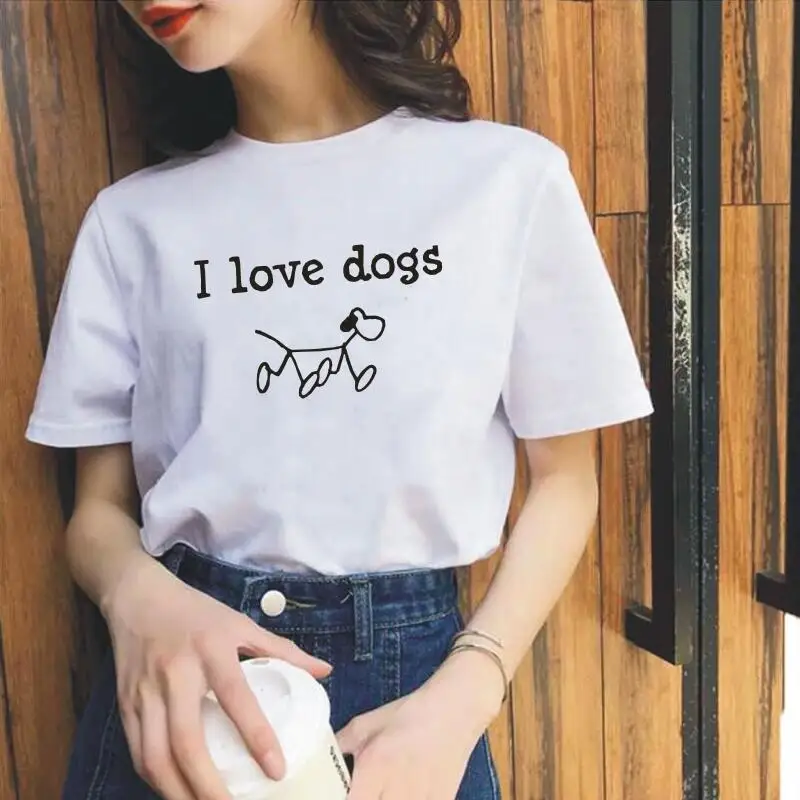 Женская футболка с принтом I Love Dogs, летняя хлопковая футболка с коротким рукавом, Женская свободная футболка в стиле Харадзюку, женские топы,...
Женская футболка с принтом I Love Dogs, летняя хлопковая футболка с коротким рукавом, Женская свободная футболка в стиле Харадзюку, женские топы,...