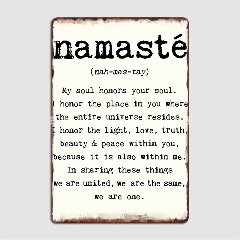 Namaste. Metal Plaque Poster Cinema Kitchen Party Printing Mural Painting Tin Sign Poster
Namaste. Metal Plaque Poster Cinema Kitchen Party Printing Mural Painting Tin Sign Poster