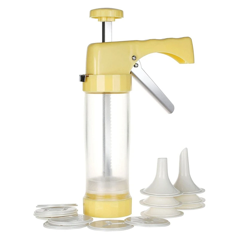 Icing Set Cookie Biscuit Press and Cake Icing Decorating Set with Cookie Press Cutter Kit with Discs and Nozzles
Icing Set Cookie Biscuit Press and Cake Icing Decorating Set with Cookie Press Cutter Kit with Discs and Nozzles
