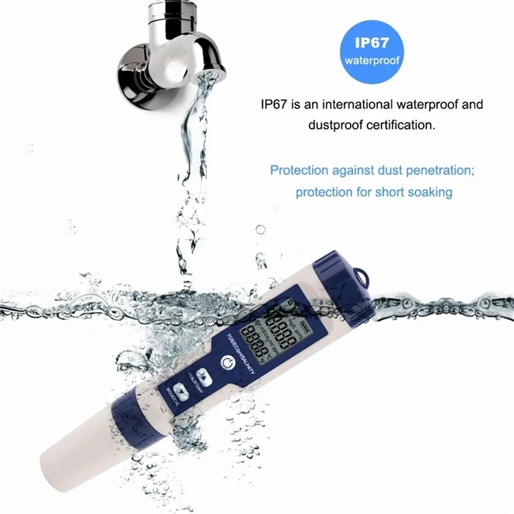 5 в 1 Цифровой тестер качества воды Pen EC PH, измеритель засоленности, детектор, тестирование воды в бассейне, монитор качества воды
5 в 1 Цифровой тестер качества воды Pen EC PH, измеритель засоленности, детектор, тестирование воды в бассейне, монитор качества воды