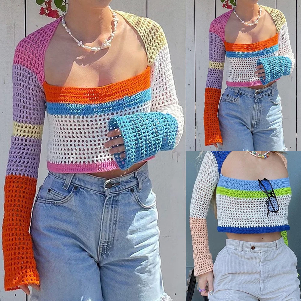 Knitted Long Sleeve Crop Top Women Beach Y2k Autumn Summer Patchwork Vintage Green Casual T Shirts Sexy Fashion Sweatshirts
Knitted Long Sleeve Crop Top Women Beach Y2k Autumn Summer Patchwork Vintage Green Casual T Shirts Sexy Fashion Sweatshirts